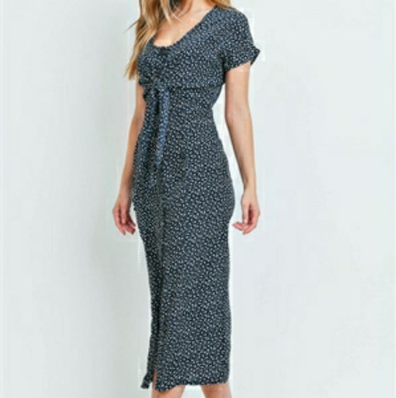 Spring button front short sleeve midi dress - Picture 5 of 6